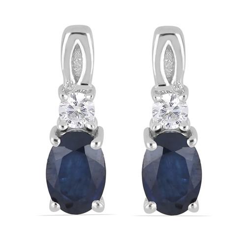 1.82 CT IOLITE STERLING SILVER EARRING WITH WHITE ZIRCON #VE012108